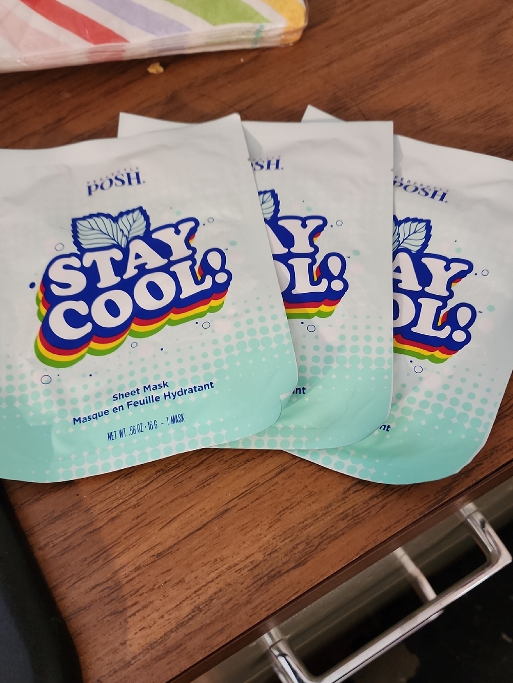 Posh Stay Cool! Sheet Masks - Mint and Rainbow Logo